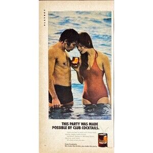 CLUB Whiskey Sour Cocktail "Party was made possible by" Playboy Vintage Print Ad